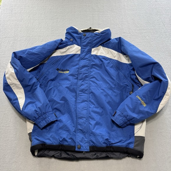VTG Columbia Challenge Series Men's XL Blue Ski Jacket Hooded 90s Fleece Lined